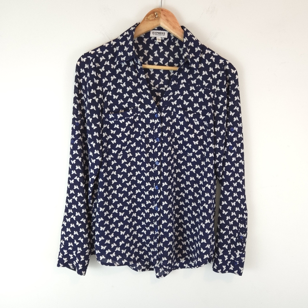 Express Women's The Portofino Shirt- Butterfly Print